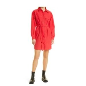 ba&sh Pearl Tie Waist Long Sleeve Shirtdress